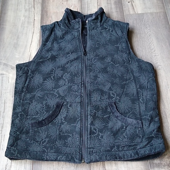 Columbia Black Corduroy Plush Fleece Reversible Vest Size Medium - Picture 7 of 12